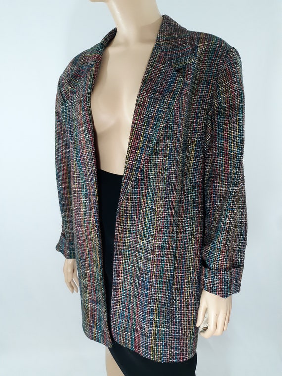 90's Women's Blazer Jacket Textured Woven 100% Ra… - image 6