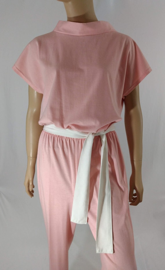 Women's Pink Jumpsuit 70's 80's Pastel Peachy Pink