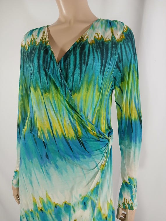 Tommy Bahama, Vintage Tommy Bahama Lyocell Dress, Blue Green Abstract Print, Size L