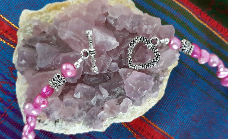 Womens Handmade Jewelry Necklace Earrings Set Artist Designed Vintage Inspired Purple Pink Freshwater Pearls Multi Bead Mix GORGEOUS Gift