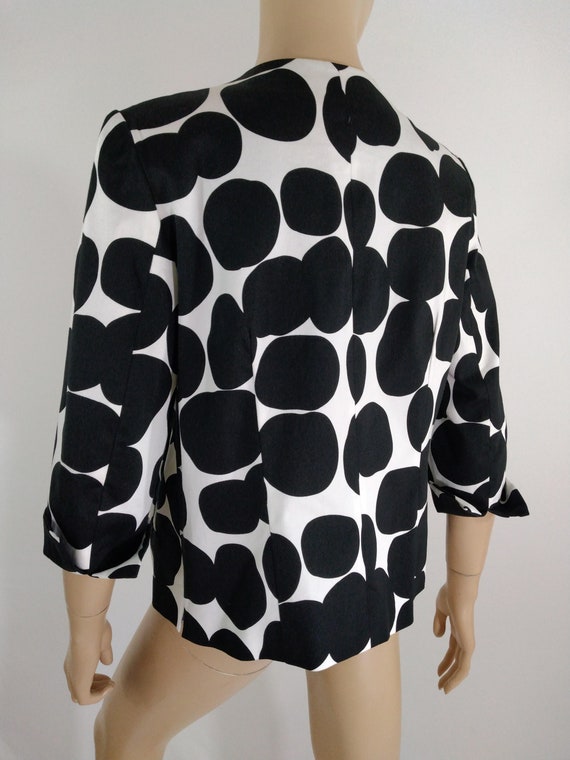 Women's Blazer Jacket Lux Black White Huge Polka … - image 6