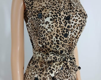 Vintage Leopard Print Dress: NINA LEONARD, Sleeveless size 12