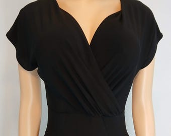 Black Jumpsuit, Short Sleeve, Stretchy, Size L