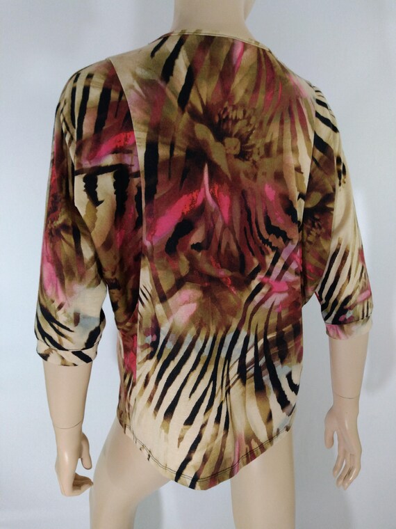 Women's Boho Top Wild Zebra Abstract Beige Black … - image 5