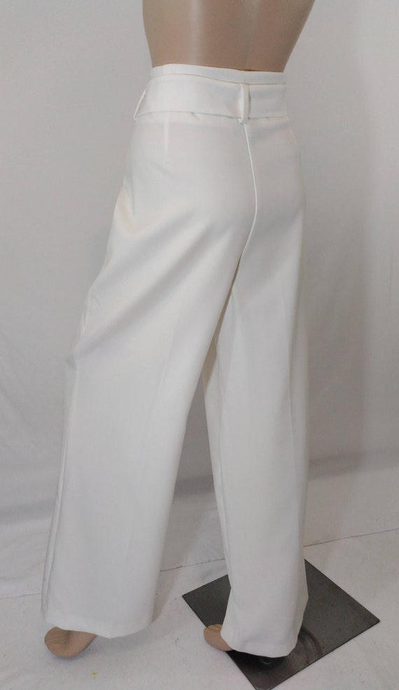 Women's White Pants Off White Stretchy Zipper Bel… - image 5