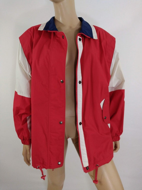 London Fog Jacket 80's Men's Unisex Sports Outerwear Red London Fog Jacket 80's Men's Unisex Sports Outerwear Red