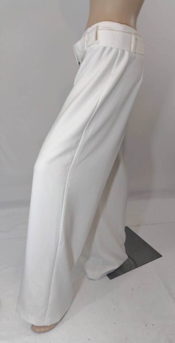 Women's White Pants Off White Stretchy Zipper Bel… - image 4