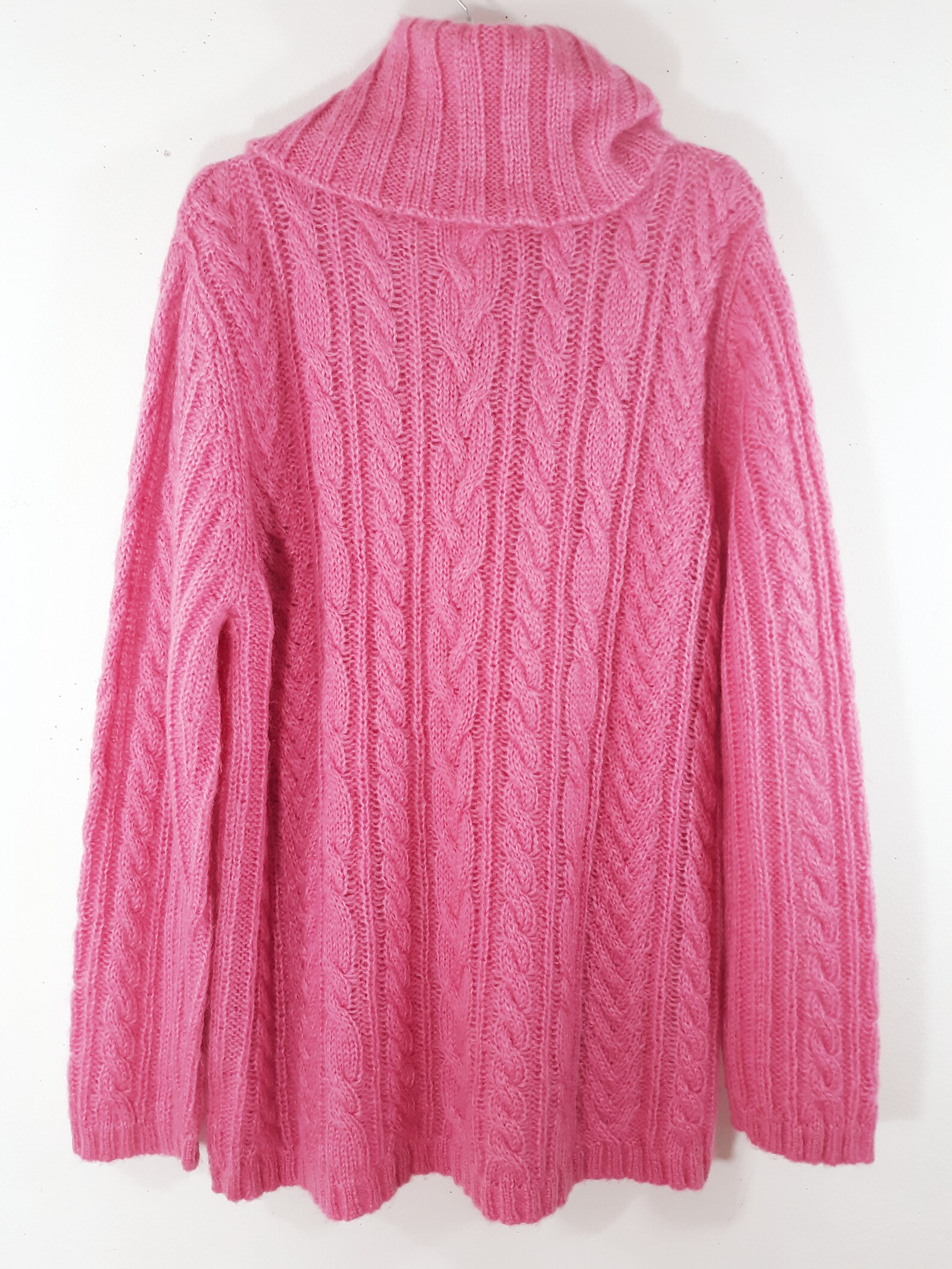 Women's Pink Sweater Cowl Neck Pink Braid Pattern Mohair Etsy