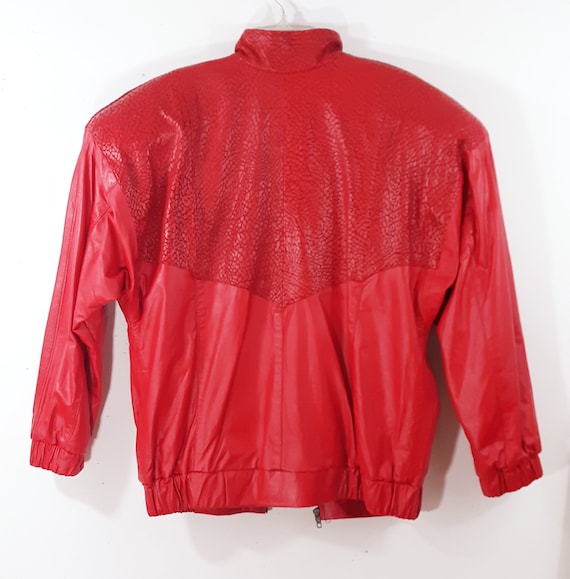 Red Leather Jacket 80's Women's LIPSTICK RED 100%… - image 10
