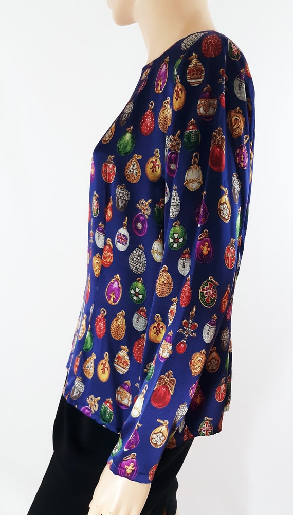 Vintage Carlisle Silk Blouse, Charm Print, Size 8 - image 7