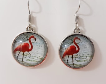 Handmade Flamingo Earrings: Silver Tone, Boho Jewelry
