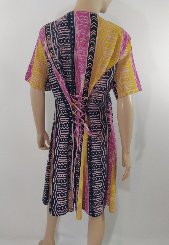 Colorful Print Dress Women's 80's Tribal Wild Pri… - image 6