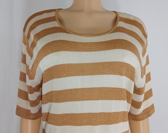 80's Striped Knit Top, PIERRE CARDIN, Vintage Size XL Hong Kong