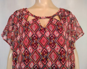 Plus Size Red Geo Print Dress, CATO WOMAN, Size 22W