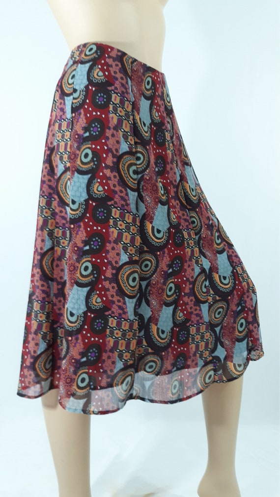 Plus Size Vintage A-Line Skirt, Abstract Geo Prin… - image 6