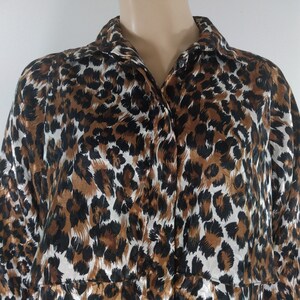 Leopard Print Blouse 80's Women's Satin Blouse Long Sleeve Hidden Front Buttons Tiny Collar Excellent Condition Vintage by BETHANY Size 8