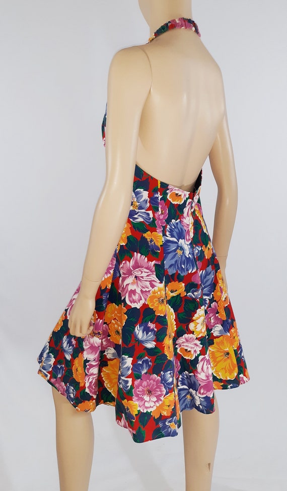 Women's Dress 80's Classic Floral Sweetheart Neck… - image 5
