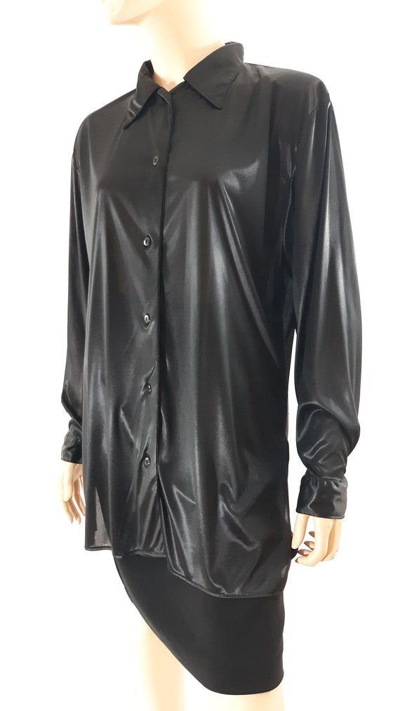 70's Disco Shirt Women's Authentic Rare Black Long