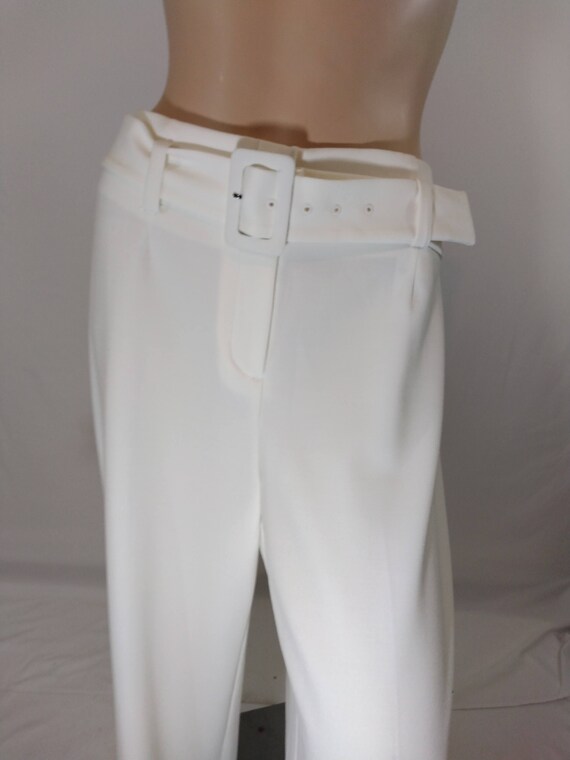 Women's White Pants Off White Stretchy Zipper Bel… - image 3