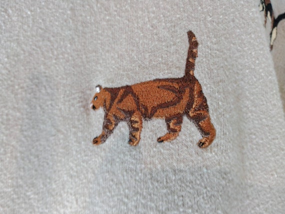 Cat Sweatshirt Women's 80's 90's Embroidered Cats… - image 6