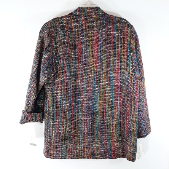90's Women's Blazer Jacket Textured Woven 100% Ra… - image 10