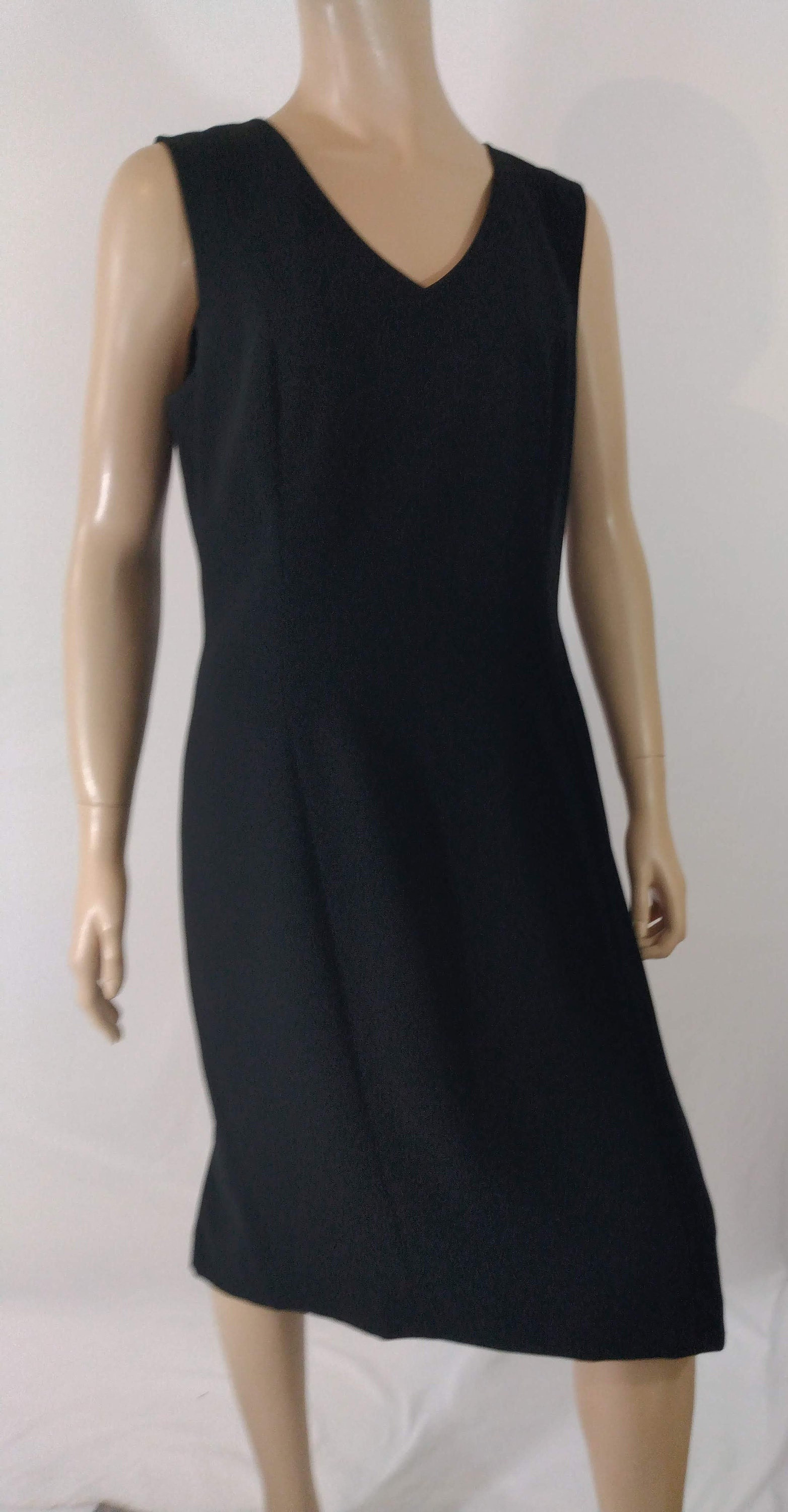 Ann Taylor Dress Women s Black Sleeveless Back Zipper V Neck 3 Back Slits Black Satin Lining Like New Condition Designer Vintage Size 10 Etsy Canada