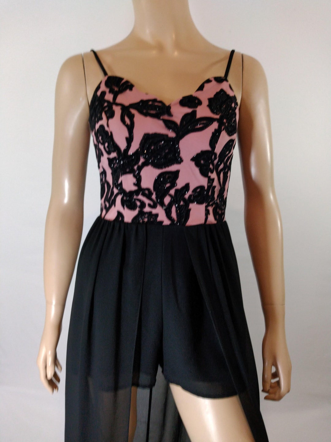 Graceful Jumpsuit with a Chiffon Skirt Overlay Candy Pink