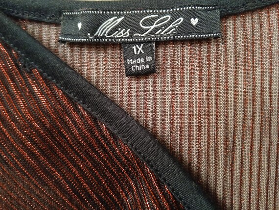 Plus Size Robe, Red Sparkly Semi Sheer Size 1X - image 18