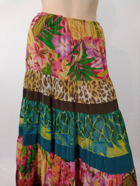 Women's Boho Skirt Hippie Tiered Gypsy Colorful 1… - image 4
