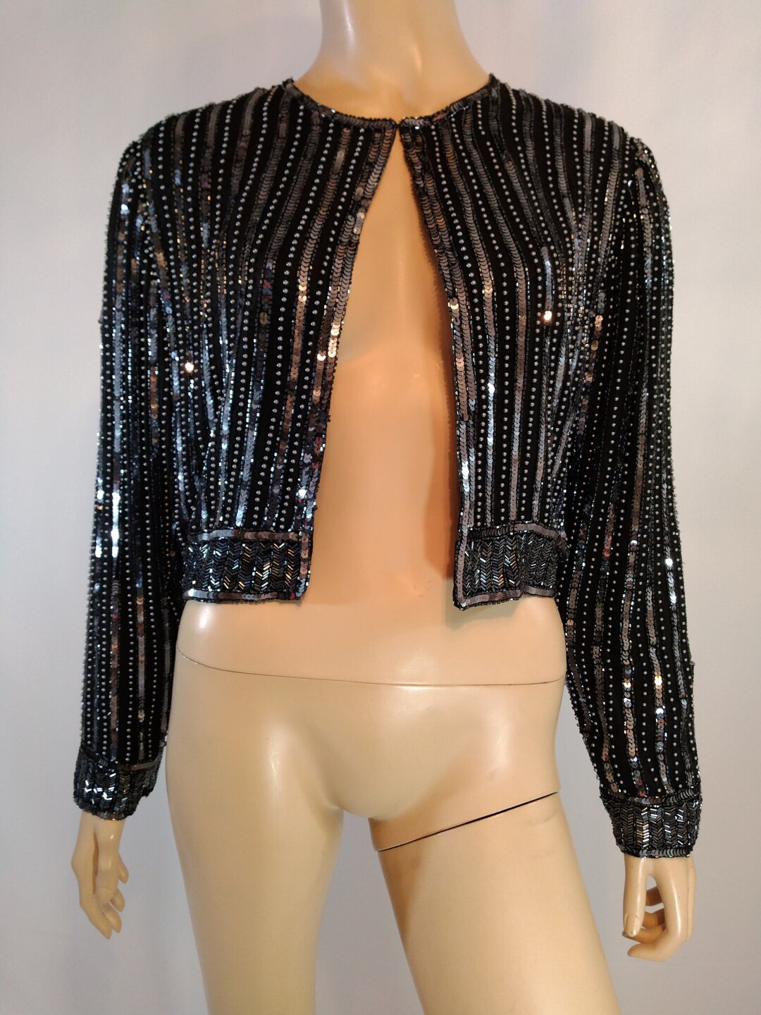 80’s Turquoise Blue Sequin Evening Jacket by Rina Z main image 1