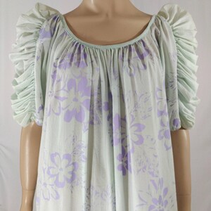 Hawaiian Dress Women&#39;s 70&#39;s 80&#39;s 100% Cotton Pastel Blue Purple Floral Tropical Print Excellent Condition Vintage by ROSELYN PETRUS Size L