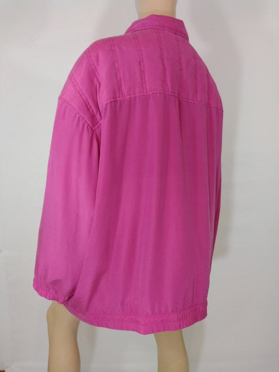 Plus Size Jacket Women's Silk Quilted Hot Pink Zi… - image 7