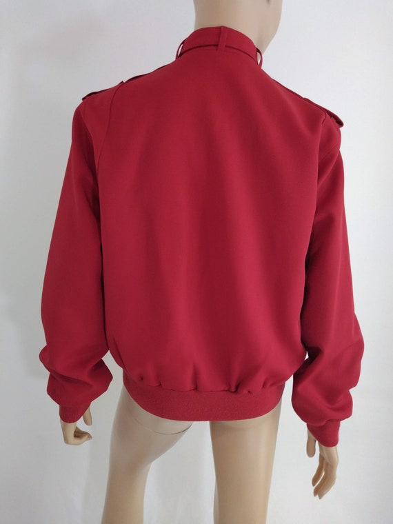 80's Women's Jacket Unisex Red Strapped Collar Me… - image 2