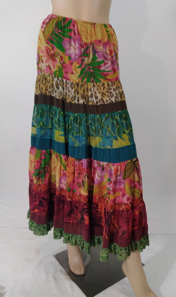 Women's Boho Skirt Hippie Tiered Gypsy Colorful 1… - image 2