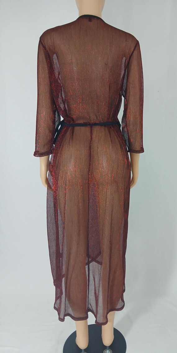 Plus Size Robe, Red Sparkly Semi Sheer Size 1X - image 13