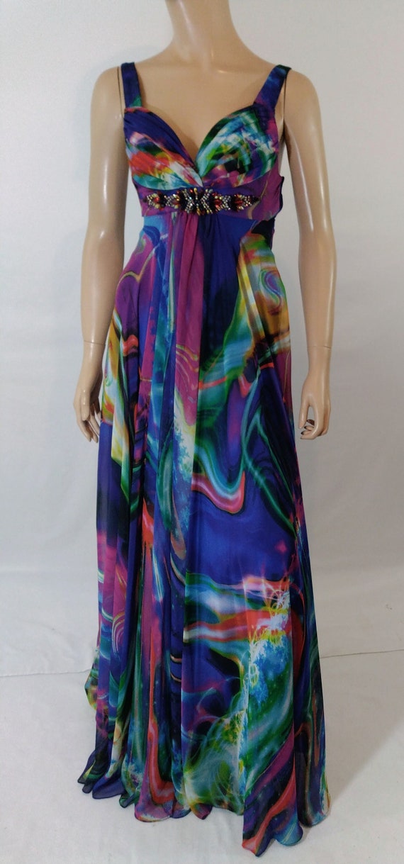 Women's Formal Gown Colorful Wild Abstract Satin B
