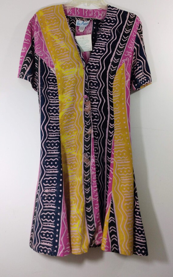 Colorful Print Dress Women's 80's Tribal Wild Pri… - image 7