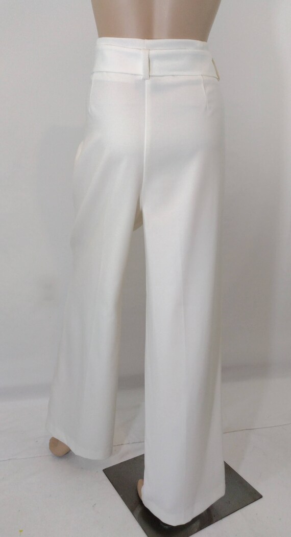 Women's White Pants Off White Stretchy Zipper Bel… - image 6