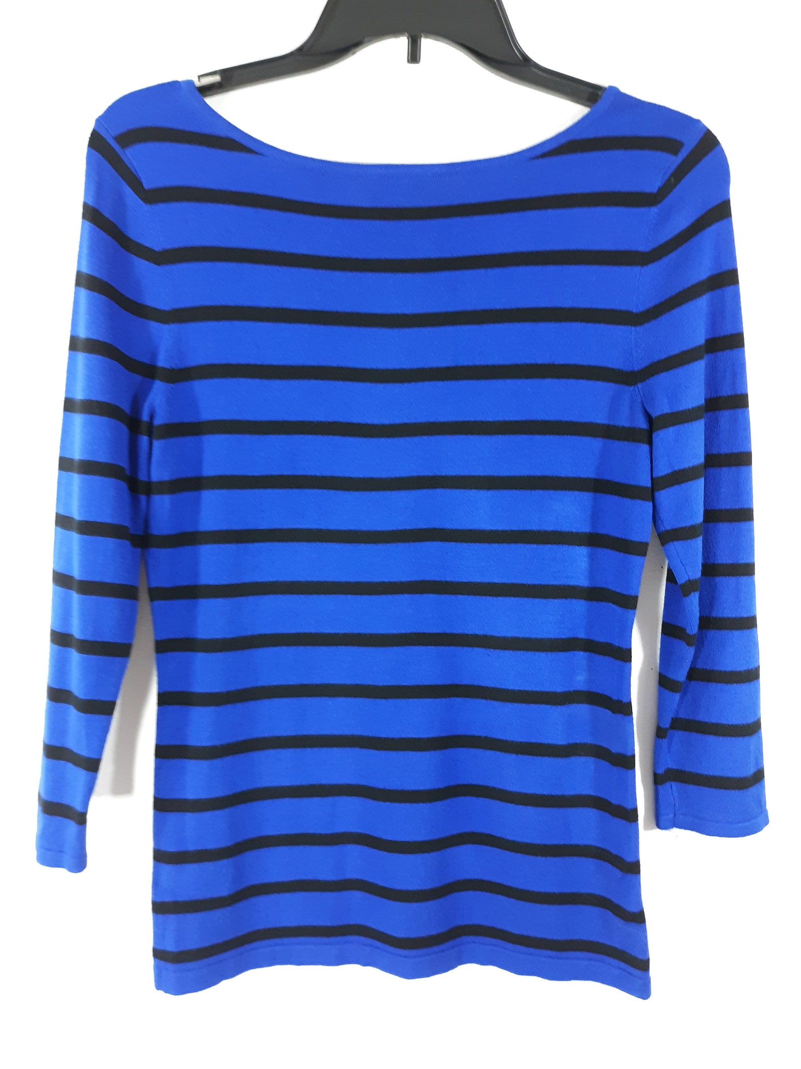 Women's Top Shirt Black Blue Striped Stretchy Rayon | Etsy