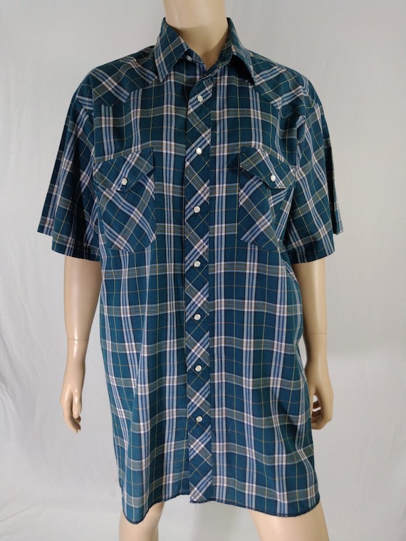 Men's Western Shirt Early 80's Cowboy Short Sleev… - image 2