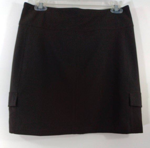 Skort Mini Skirt Women s Mini Skirt Dark Brown Black Fitted Waist Stretchy Under Shorts Pockets Like New Condition Vintage by JOFIT Size 6 Etsy