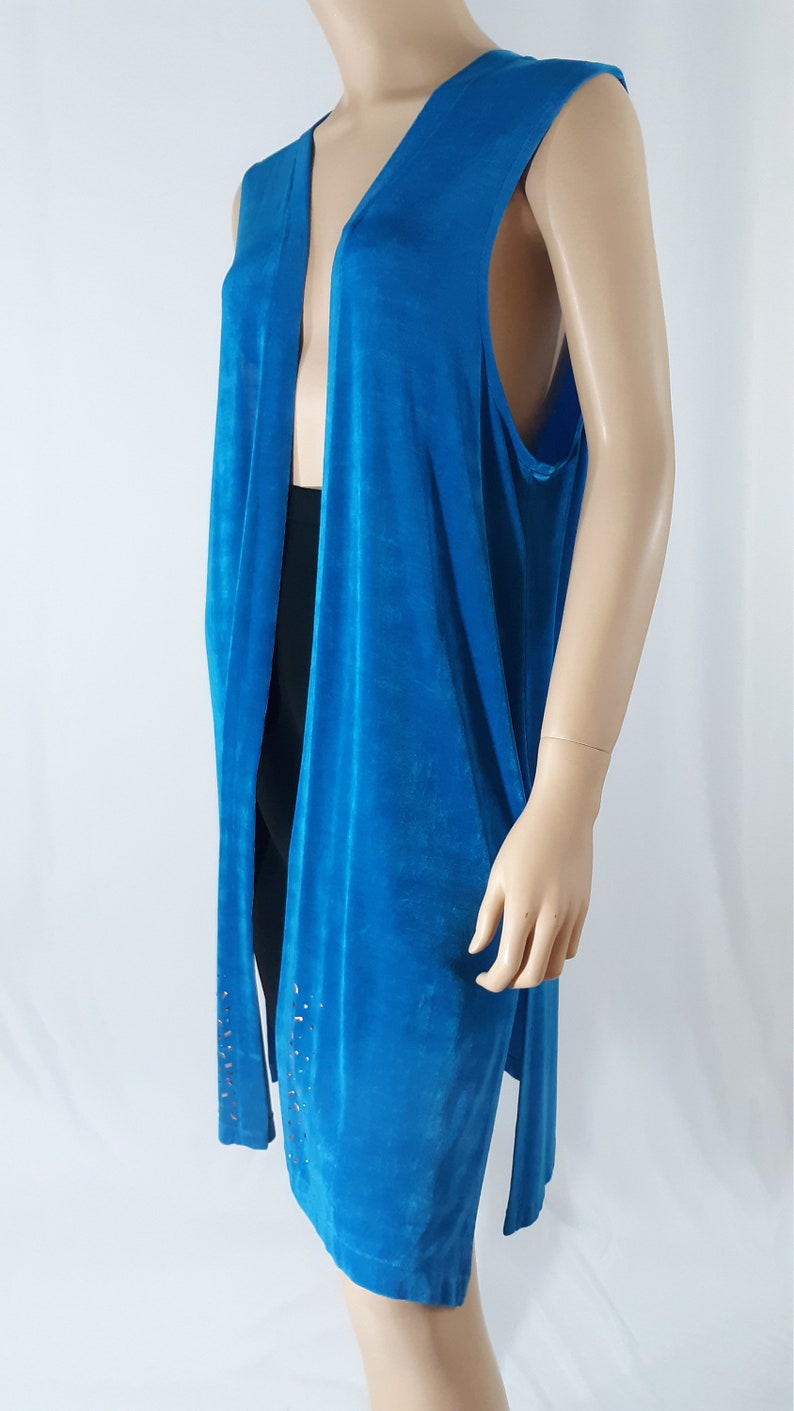 80's Women's Coverup Vest Blue Sleeveless Metallic Etsy
