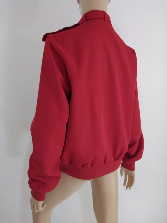 80's Women's Jacket Unisex Red Strapped Collar Me… - image 6