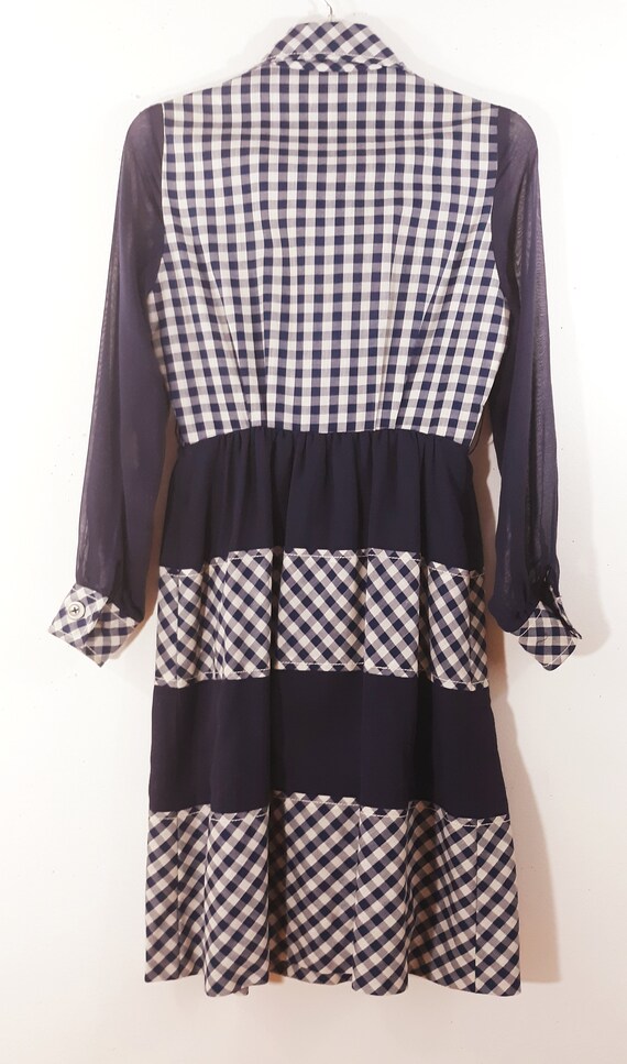 1970's Women's Dress Blue White Gingham Authentic… - image 10