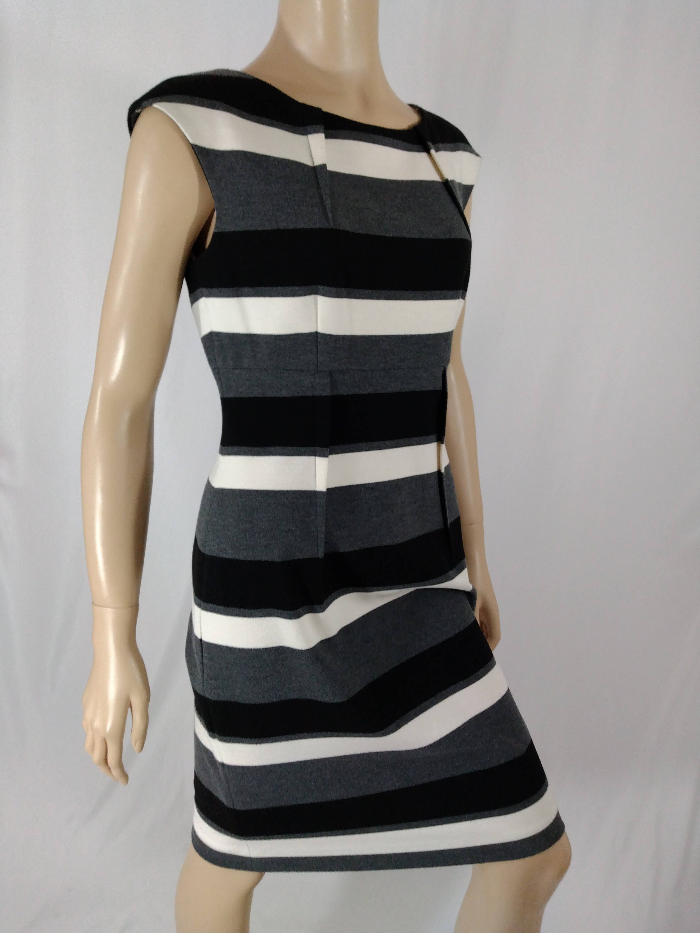 Calvin Klein Dress Sleeveless Black White Gray Striped Thick - Etsy