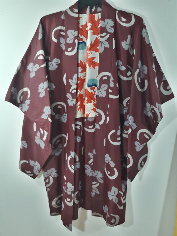 Japanese Kimono Robe Women's Unisex Satiny Deep R… - image 1