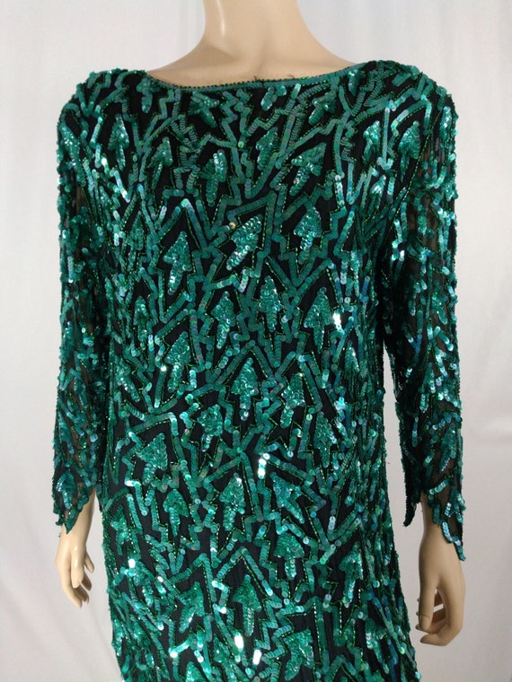 Emerald green beaded clearance dress