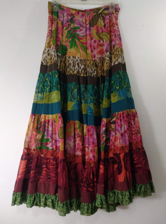 Women's Boho Skirt Hippie Tiered Gypsy Colorful 1… - image 10