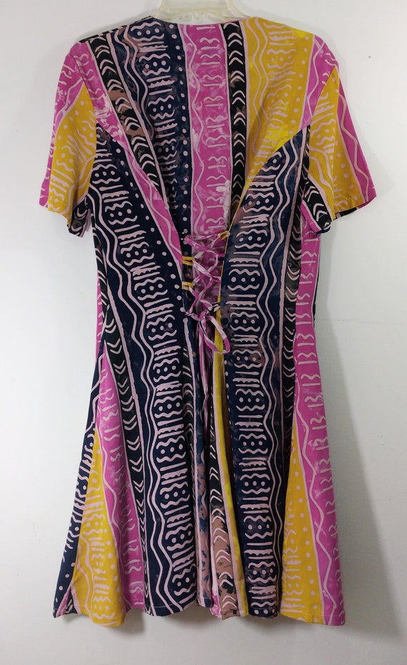 Colorful Print Dress Women's 80's Tribal Wild Pri… - image 9