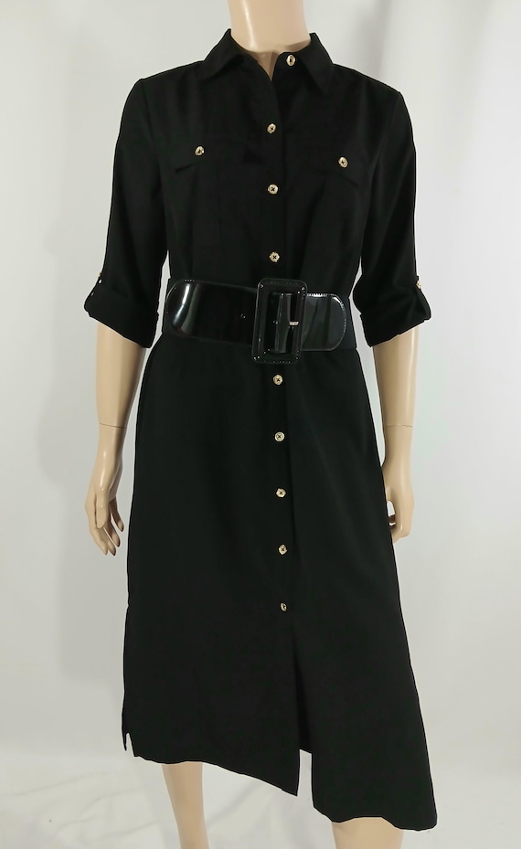 slim fit dress slacks Black Dress with Gold Buttons main image 0